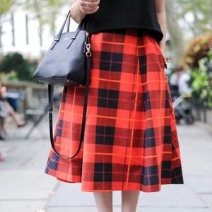 Kate Spade Red Woodland Plaid Midi Skirt NWT $368